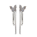 Light Luxury Zircon Butterfly Chain Tassel Clip-on Earrings Sweet No-Piercing Ear Cuffs view 5