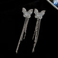 Light Luxury Zircon Butterfly Chain Tassel Clip-on Earrings Sweet No-Piercing Ear Cuffs view 4