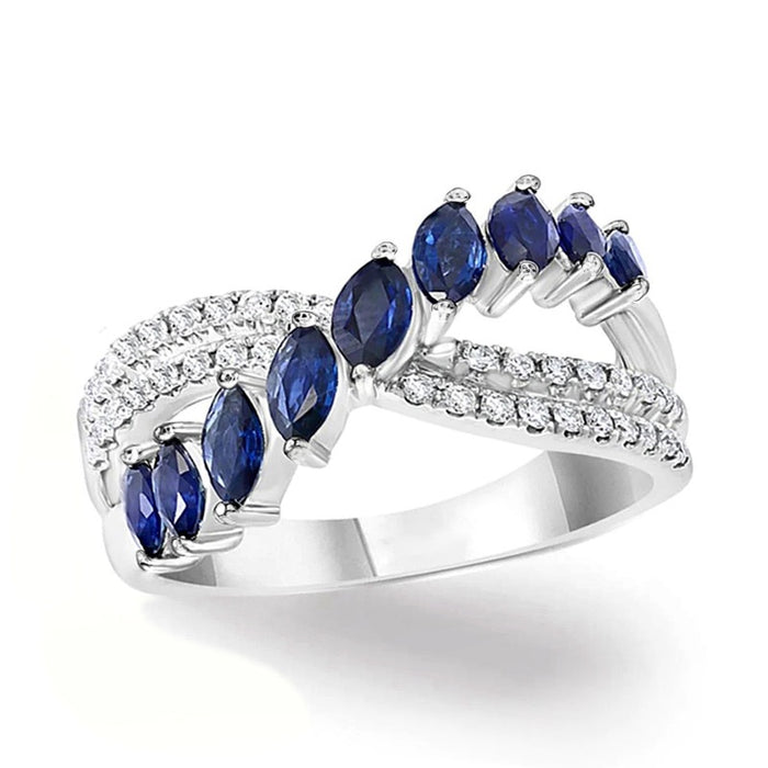 New Fashion Copper Jewelry Inlaid Marquise Royal Ring Creative Cross Border Women's Finger Ring