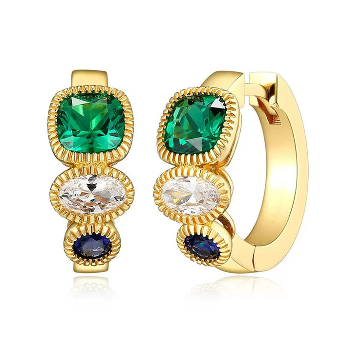 Light Luxury Geometric Earrings Designer Style Contrast Color Ear Cuff Jewelry For Women