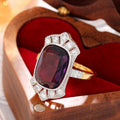 European Vintage Rectangle Jewelry Ring Elegant French Palace Style Fashion Ring For view 4