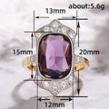 European Vintage Rectangle Jewelry Ring Elegant French Palace Style Fashion Ring For view 5