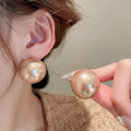 Light Luxury Oversized Round Faux Pearl Alloy Stud Earrings Korean Minimalist Fashion Jewelry view 4