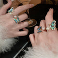 Gold Plated Zircon Butterfly Freshwater Pearl Abalone Shell Open Ring Light Luxury Jewelry view 1