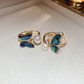 Gold Plated Zircon Butterfly Freshwater Pearl Abalone Shell Open Ring Light Luxury Jewelry view 2