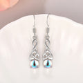 European Fashion Faux Moonstone Jewelry Set Triangle Twisted Hook Earrings And Necklace Pendant view 3