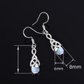 European Fashion Faux Moonstone Jewelry Set Triangle Twisted Hook Earrings And Necklace Pendant view 4