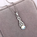 European Fashion Faux Moonstone Jewelry Set Triangle Twisted Hook Earrings And Necklace Pendant view 2