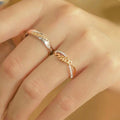 Wheat Ear Two Tone Couple Rings Versatile Wedding Band Set With Grain Harvest Theme view 3