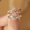 Wheat Ear Two Tone Couple Rings Versatile Wedding Band Set With Grain Harvest Theme view 2
