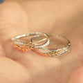Wheat Ear Two Tone Couple Rings Versatile Wedding Band Set With Grain Harvest Theme view 4