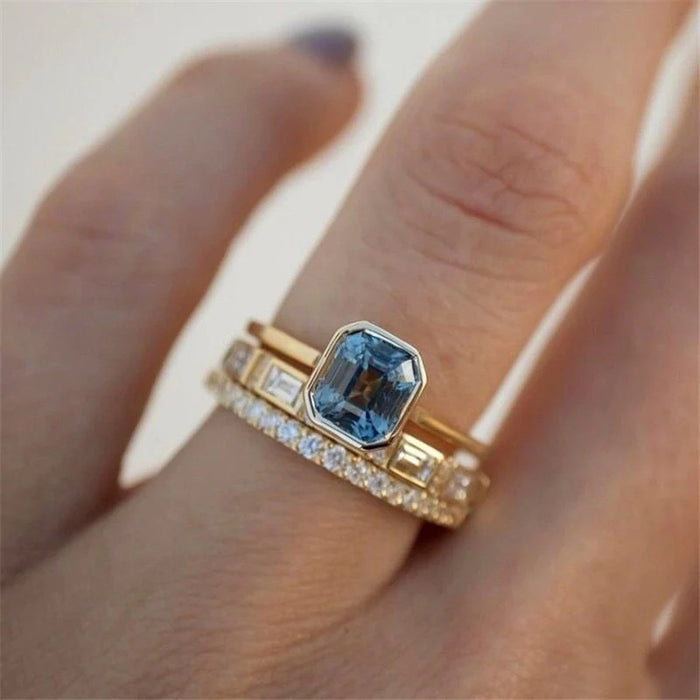 New Light Luxury Three Piece Ring Set For Women, Queen Style Elegant Statement Finger Rings