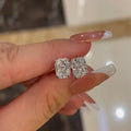 Sparkling Square Geometric Zircon Stud Earrings, Minimalist Versatile Fashion Jewelry For Women view 3