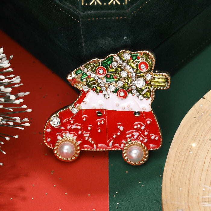 Christmas Enamel Alloy Tree Brooch Pin For Holiday Clothing Accessories