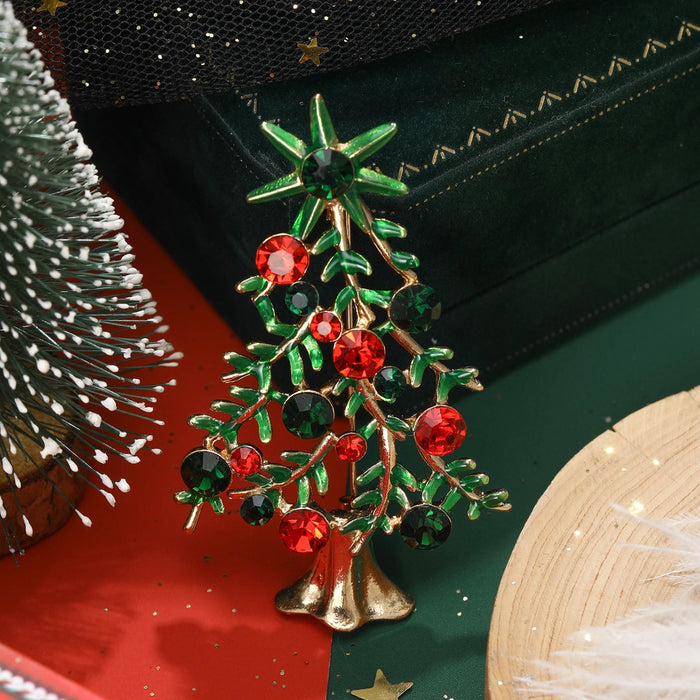Alloy Christmas Tree Brooch Pin For Holiday Clothing Decoration