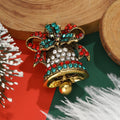 Alloy Rhinestone Enamel Bell Brooch For Christmas Apparel view 2