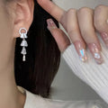 Sparkling Zircon Long Lily Of The Valley Earrings Elegant Bridal Fairy Dangle Earrings view 2