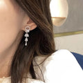 Sparkling Zircon Long Lily Of The Valley Earrings Elegant Bridal Fairy Dangle Earrings view 4