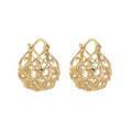 French Style Gold Metal Hollow Cradle Earrings, Tree Of Life Flower Basket Ear Cuffs For Women view 5