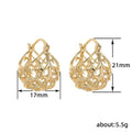 French Style Gold Metal Hollow Cradle Earrings, Tree Of Life Flower Basket Ear Cuffs For Women view 4