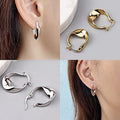 French Vintage Geometric Twisted Ear Cuffs, Minimalist Style Metallic Twist Earrings view 4