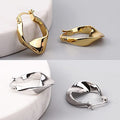 French Vintage Geometric Twisted Ear Cuffs, Minimalist Style Metallic Twist Earrings view 3
