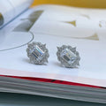 European American Floral Square Princess Stud Earrings Sparkling Sugar Cube Lace Ear Jewelry view 4