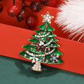 Alloy Enamel Rhinestone Christmas Tree Brooch Pin For Holiday Outfits – Green view 1