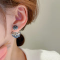 Korean Light Luxury Alloy Rhinestone Round Front Back Stud Earrings For Women view 3