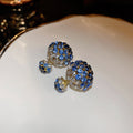 Korean Light Luxury Alloy Rhinestone Round Front Back Stud Earrings For Women view 2