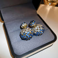 Korean Light Luxury Alloy Rhinestone Round Front Back Stud Earrings For Women view 4