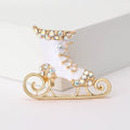 Enamel Alloy Rhinestone Ice Skate Brooch Pin For Christmas Suits view 6
