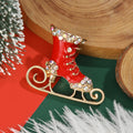 Enamel Alloy Rhinestone Ice Skate Brooch Pin For Christmas Suits view 1