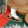Enamel Alloy Rhinestone Ice Skate Brooch Pin For Christmas Suits view 4