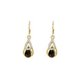 Luxury Zircon Inlaid Black Teardrop Hollow Double Layer Gold Alloy Dangle Hoop Earrings view 5