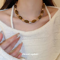 Maillard Style Resin Oval Geometric Sweater Necklace Elegant Versatile Fashion Jewelry For Women view 3