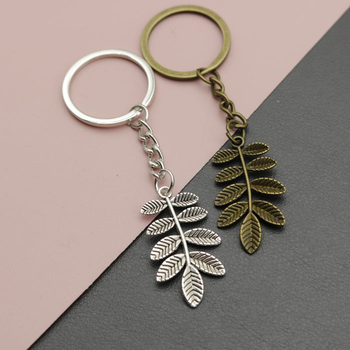 Metal Minimalist Leaf Keychain Bag Charm Gift