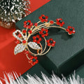 Rhinestone Alloy Christmas Flower Brooch Pin For Elegant Suit Decoration view 4