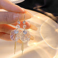 Elegant Transparent Shell Tassel Drop Earrings For Women Alloy Hook Rhinestone Crystal Dangle Earrings view 3