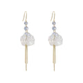 Elegant Transparent Shell Tassel Drop Earrings For Women Alloy Hook Rhinestone Crystal Dangle Earrings view 5