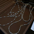 Korean Style Faux Pearl Silver Tone Crescent Pendant Long Sweater Necklace For Women view 4