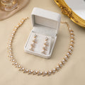 Luxury Vintage Pearl Drop Dangle With Rhinestone Leaf Alloy Bridal Banquet Jewelry Set Earrings view 2