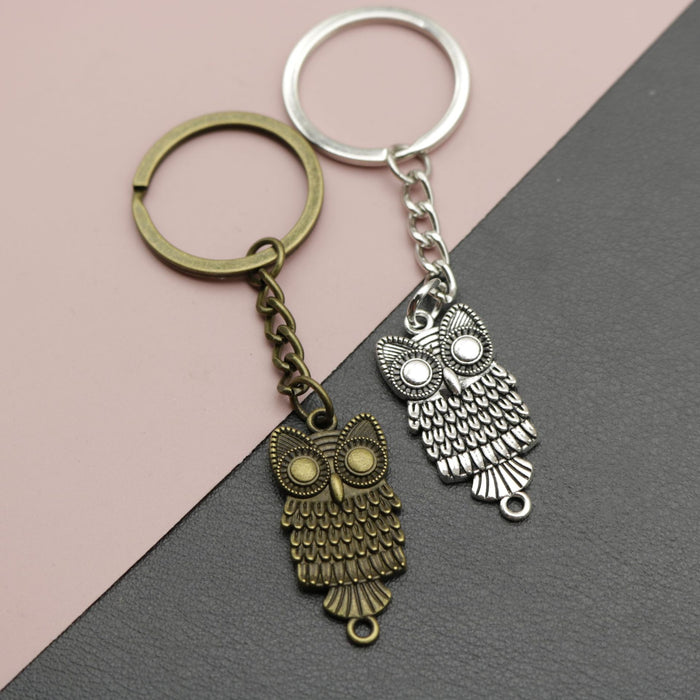 Metal Minimalist Owl Keychain Bag Charm Gift Accessory