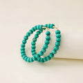 Bohemian Vintage Turquoise Beaded Hoop Stud Earrings Ethnic Alloy Round Circle Statement Earrings view 2