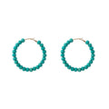 Bohemian Vintage Turquoise Beaded Hoop Stud Earrings Ethnic Alloy Round Circle Statement Earrings view 5