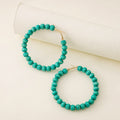 Bohemian Vintage Turquoise Beaded Hoop Stud Earrings Ethnic Alloy Round Circle Statement Earrings view 3