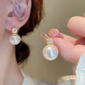 Gold Plated Alloy Pearl Rhinestone Stud Earrings With Silver Pins, French Vintage Light Luxury Style view 2