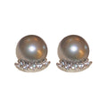 Gold Plated Alloy Pearl Rhinestone Stud Earrings With Silver Pins, French Vintage Light Luxury Style view 5