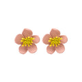 Elegant Enamel Flower Stud With Pearl Rhinestone Center Sweet Fresh Asymmetric Floral Silver Needle Earrings view 5