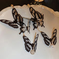 Acrylic Butterfly Pearl Tassel Drop Earrings With Silver Needle, Trendy Long Statement Jewelry view 2